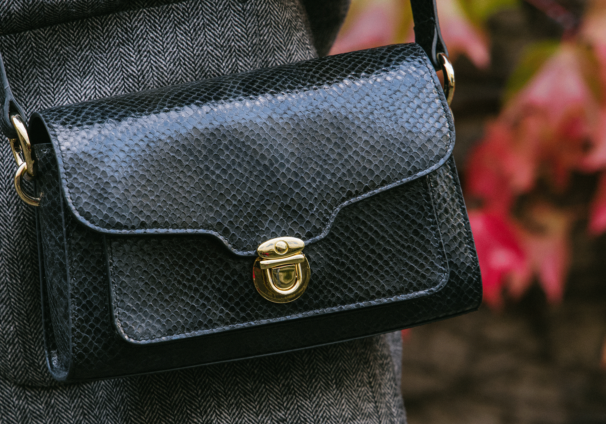 Sac à main Oscar Python Noir - Anaki Paris