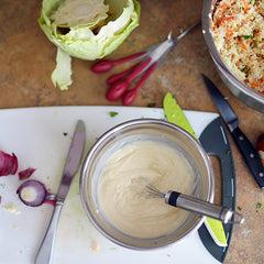  Whisk the dressing until it’s smooth and no clumps remain.