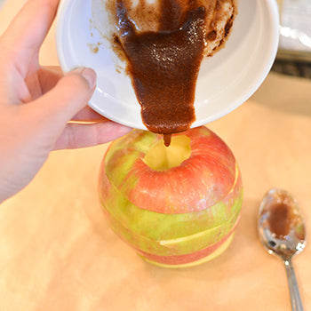 Pour Mixture into apple