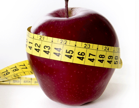 Skinny apple with measuring tape