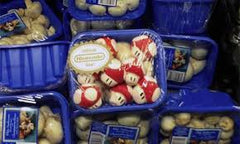 pack of mushrooms that look like Yoshi in a grocery store