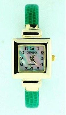 Fashion Casual Sport Square Thin Cuff Watch Costume Jewelry : 1940-G-GRN