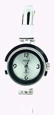 Fashion Costume Jewelry White Round Face Metal Bangle Watch : 1943-S-WT - All Fashion Jewelry
