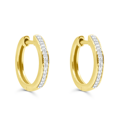 Huggie Hoop Pave Diamond Earring (0.10CT) in 10K Gold (Yellow or White)