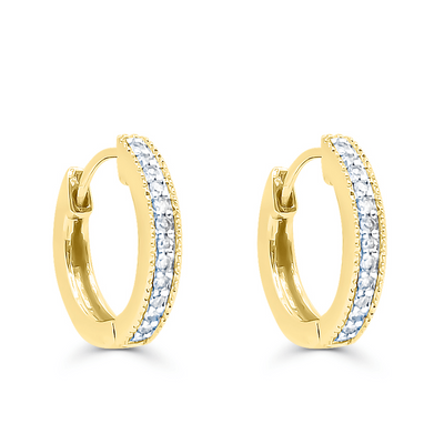 Huggie Hoop Diamond Cluster Earring (0.33CT) in 10K Gold (Yellow or White)