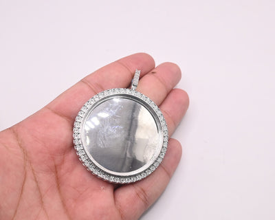 Round Shape Custom Diamond Memory Pendant (0.40CT) in 925 Sterling Silver
