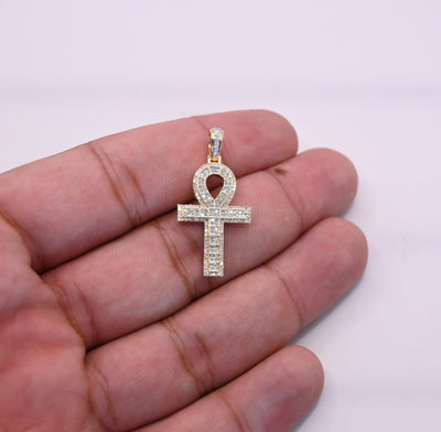 Egyptian Ankh Cross Diamond Pendant (0.60CT) in 10K Gold