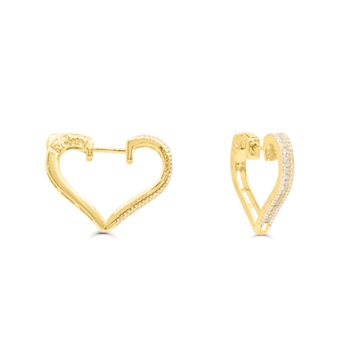 Heart Shape Cluster Diamond Hoop Earring (0.50CT) in 10K Gold (Yellow or White)