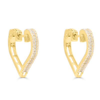Heart Shape Cluster Diamond Hoop Earring (0.50CT) in 10K Gold (Yellow or White)
