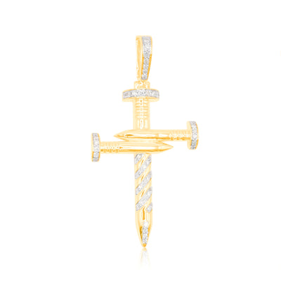 Nails Cross Diamond Pendant (0.75CT) in 10K Gold