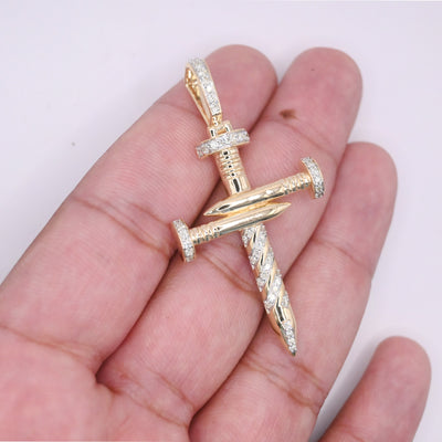 Nails Cross Diamond Pendant (0.75CT) in 10K Gold