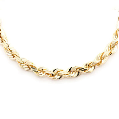 7mm 10K Solid Gold Rope Chain (White or Yellow) - from 20 to 26 Inches