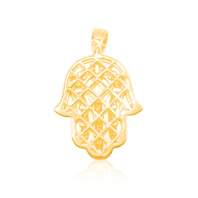 Hamsa Hand Fancy Bling Diamond Pendant (1.80CT) in 10K Gold