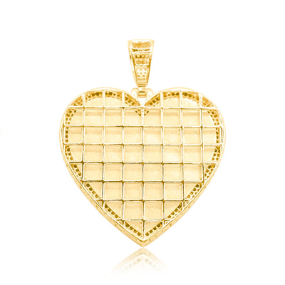 Thick Border Heart Shape Custom Diamond Memory Pendant (1.00CT) in 10K Gold