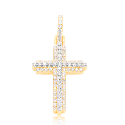 Cross Tennis Bling Diamond Pendant (1.20CT) in 10K Gold