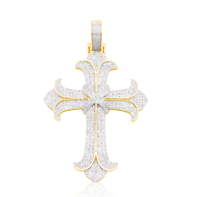 Stylish Cross Bling Diamond Pendant (1.40CT) in 10K Gold