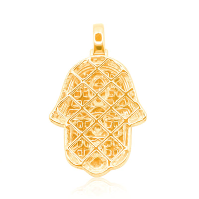 Hamsa Hand Baguette Diamond Pendant (1.50CT) in 10K Gold