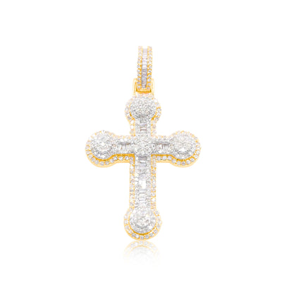 Cross Baguette Bling Diamond Pendant (1.50CT) in 10K Gold