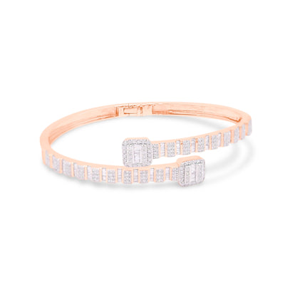 Square Shape Baguette Diamond Bangle (1.50CT) in 10K Gold (Yellow or White or Rose) - 4mm
