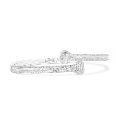 Heart Shape Baguette Diamond Bangle (1.50CT) in 10K Gold (Yellow or White or Rose) - 4mm