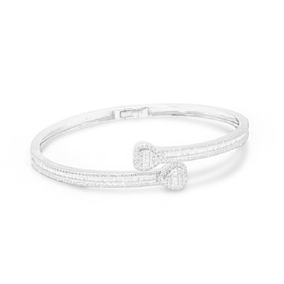 Heart Shape Baguette Diamond Bangle (1.50CT) in 10K Gold (Yellow or White or Rose) - 4mm