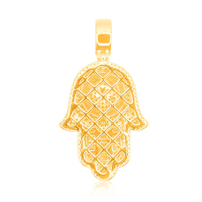 Hamsa Hand Round Centered Diamond Pendant (1.50CT ) in 10K Gold