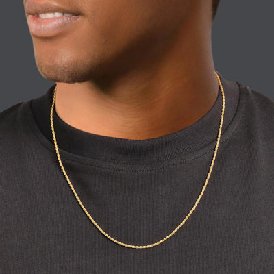 1.5mm 10K Solid Gold Rope Chain (White or Yellow) - from 16 to 24 Inches