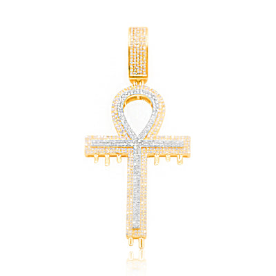 Drip Ankh Bling Diamond Pendant (1.60CT) in 10K Gold