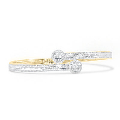 Circle Shape Baguette Diamond Bangle (1.50CT) in 10K Gold (Yellow or White or Rose) - 4mm