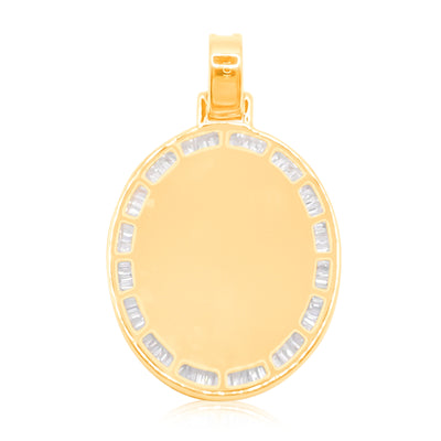 Oval Shape Custom Baguette Diamond Memory Pendant (1.80CT) in 10K Gold