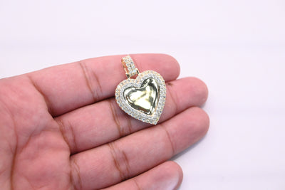 2-Row Heart Shape Custom Diamond Memory Pendant (1.85CT) in 10K Gold