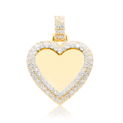 2-Row Heart Shape Custom Diamond Memory Pendant (1.85CT) in 10K Gold