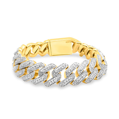 Iced Out Cuban Link Diamond Bracelet (12.00CT) in 10K Gold (Yellow or White) - 17mm