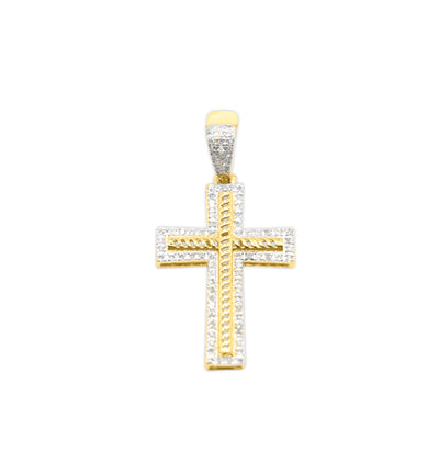 10K Gold Cross Pendant with 0.33CT Diamonds with Gold Studs with 0.15CT Diamonds