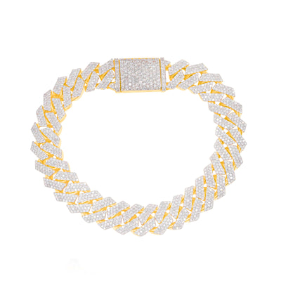 Iced Out Cuban Link Diamond Bracelet (9.50CTW) in 10K Yellow Gold- 12mm
