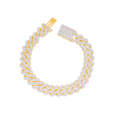 Iced Out Cuban Link Diamond Bracelet (9.50CTW) in 10K Yellow Gold- 12mm