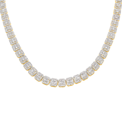 Baguette Diamond Chain (13.50CT) in 10K Yellow Gold - 8mm (20 Inches)