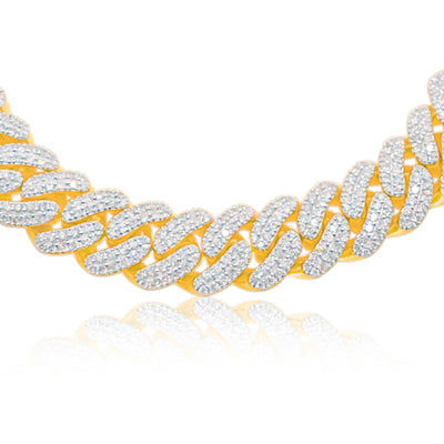 Iced Out Diamond Miami Cuban Link Chain (32.50CT) in 10K Gold - 13.8mm (24 inches)