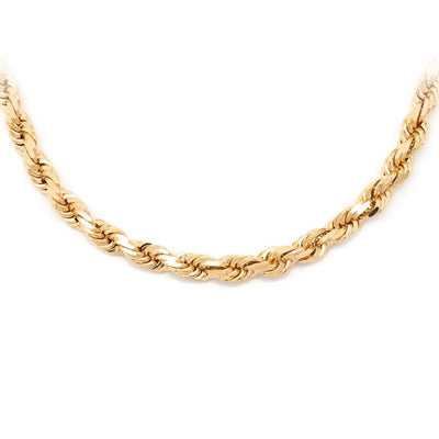 5mm 10K Gold Hollow Rope Chain (White or Yellow) - from 18 to 28 Inches