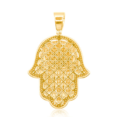 Hamsa Hand Allah Cenetered Diamond Pendant (2.50CT) in 10K Gold