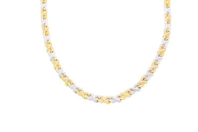 Iced Out Diamond Two Tone Infinity Link Chain (7CT) in 10K Gold - 5.5mm (20 inches)