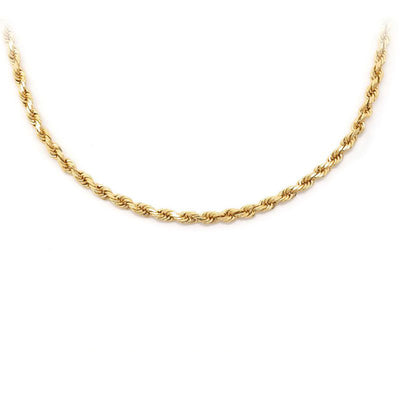 2.5mm 10K Solid Gold Rope Chain (White or Yellow) - from 22 to 20 Inches