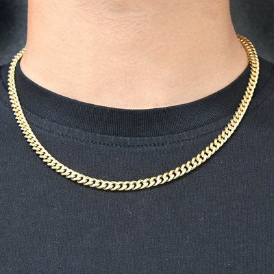 3mm 10K Gold Hollow Miami Cuban Chain (White or Yellow or Rose) - from 18 to 24 Inches