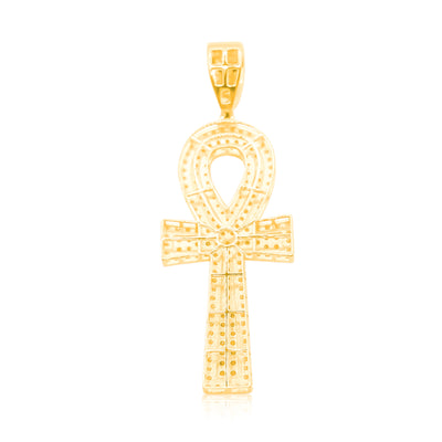 Iced Out Ankh Diamond Pendant (3.25CT) in 10K Gold