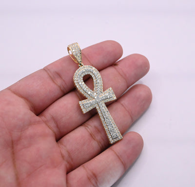 Iced Out Ankh Diamond Pendant (3.25CT) in 10K Gold