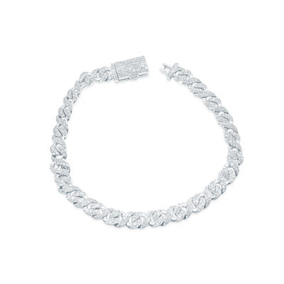 Iced Out Cuban Link Diamond Bracelet (3.50CTW) in 10K White Gold - 8mm