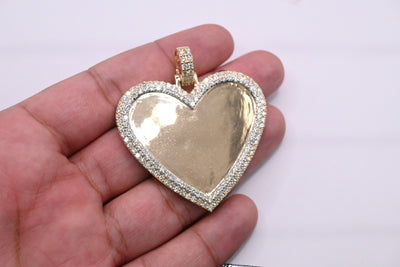 Heart Shape Custom Diamond Memory Pendant 4.50CT in 10K Gold