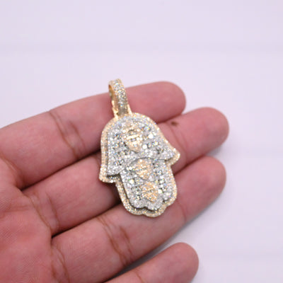 Hamsa Hand Bling Diamond Pendant (4.75CT) in 10K Gold