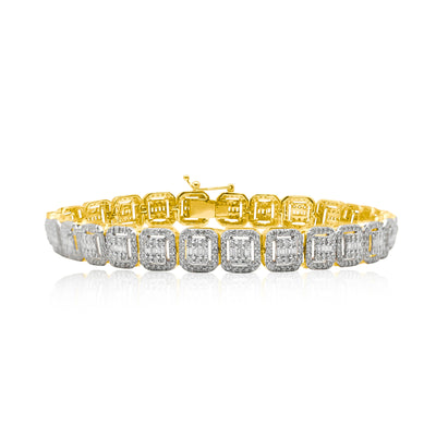 Square Cut Baguette Diamond Bracelet (5.50CTW) in 10K Gold - 8mm