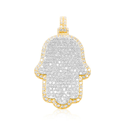 Hamsa Hand Bling Diamond Pendant (5.75CT) in 10K Gold